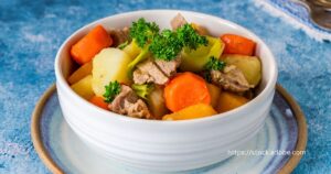 Traditional Welsh stew brimming with leeks, tender meat, and root vegetables.