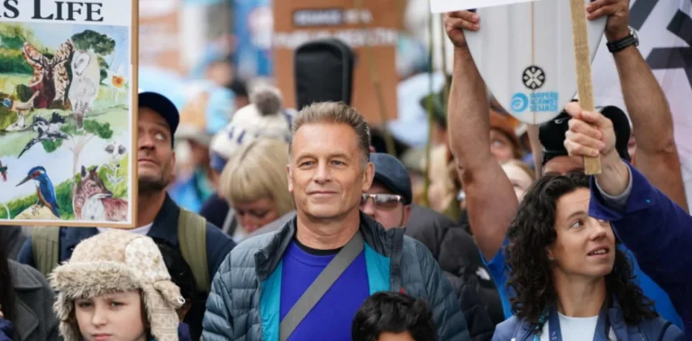 Chris Packham condemns omission of nature in the Budget at clean water march image:nation.cymru