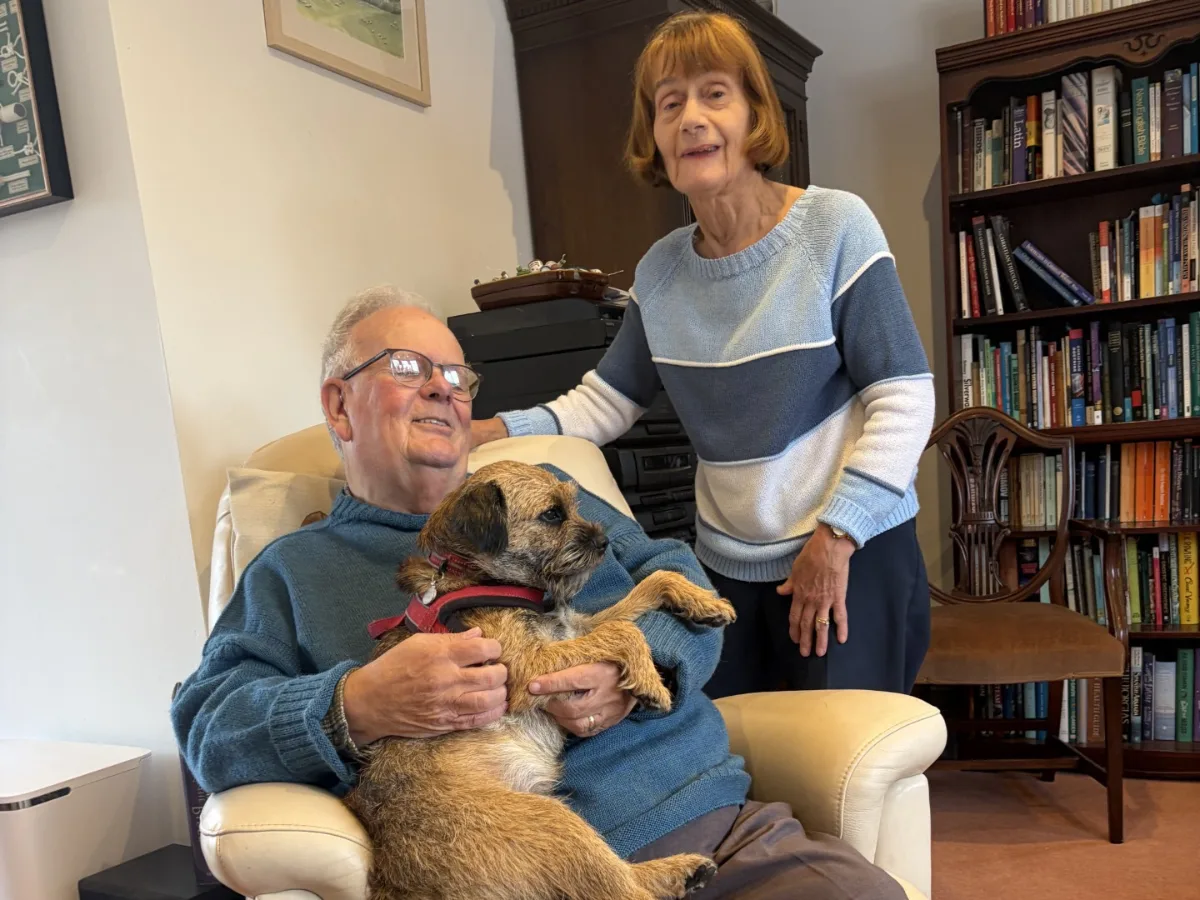 Mold firefighters free terrier trapped in recliner