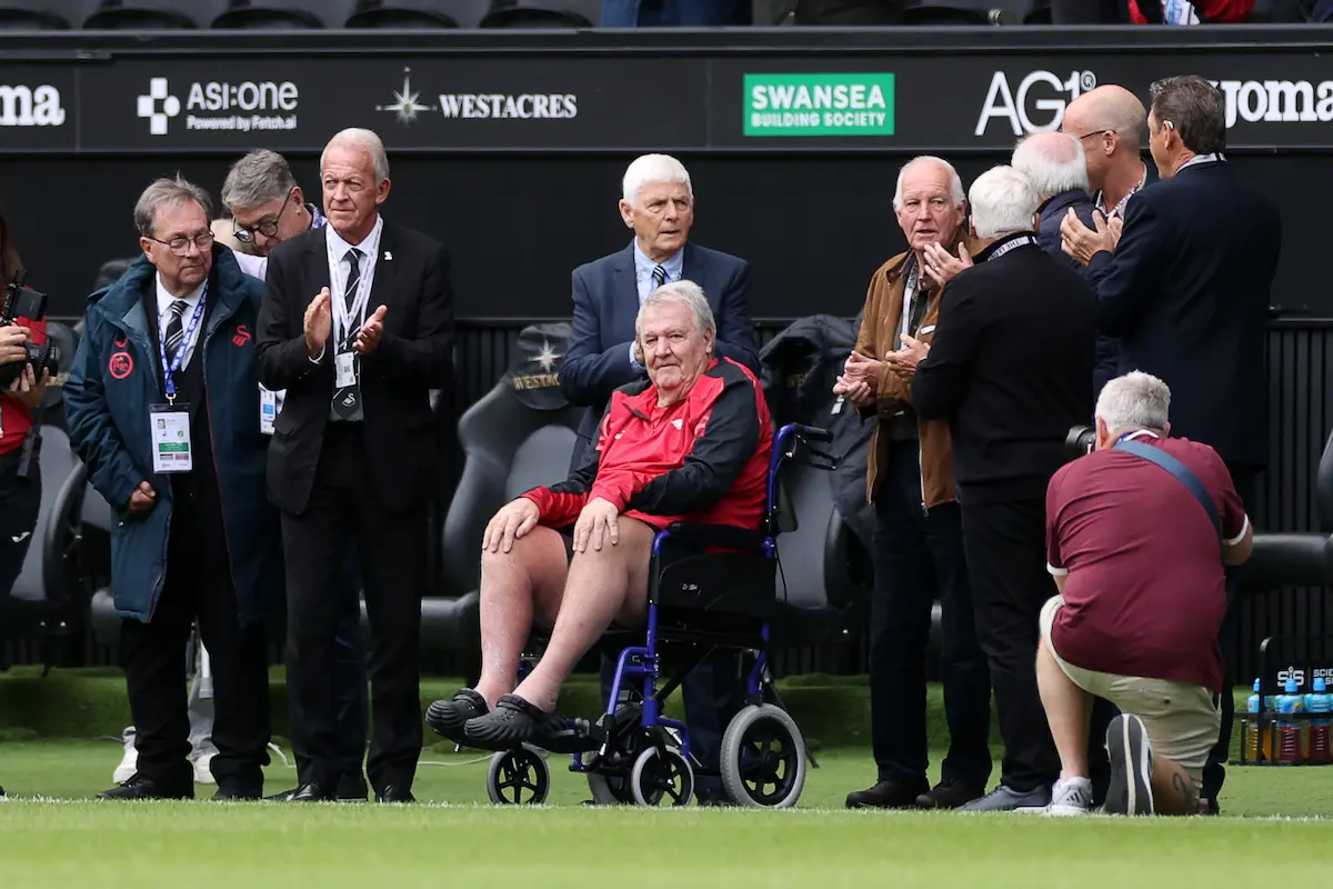 Legendary manager John Toshack makes emotional return to Swansea City