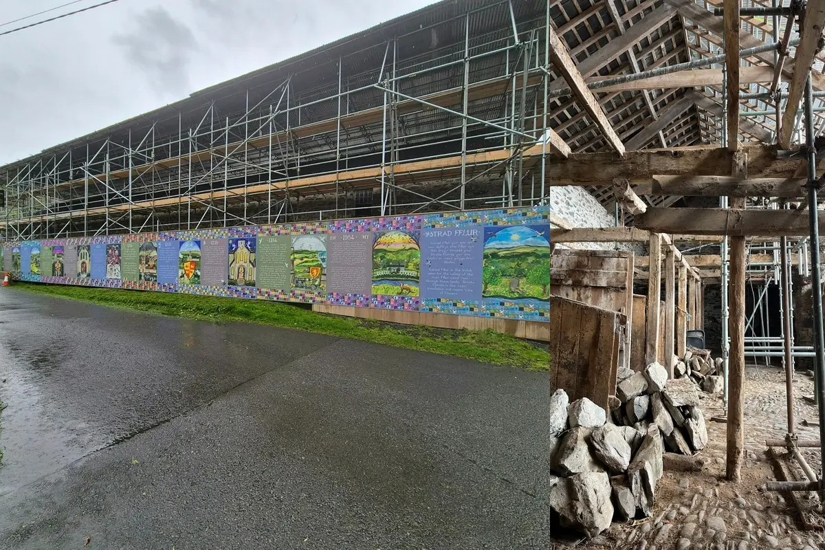 Students learn traditional crafts restoring Strata Florida stables
